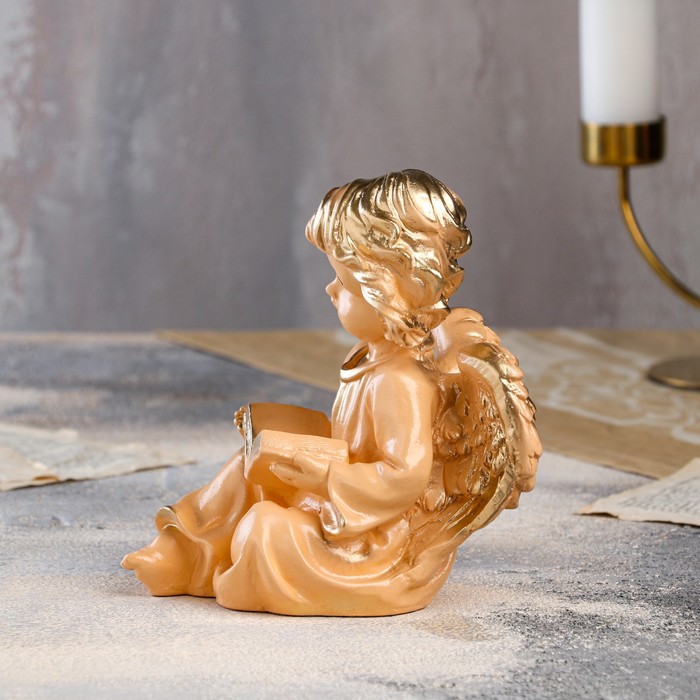 Статуэтка "Ангел с книгой" средняя, бежевая