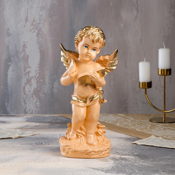 Статуэтка "Ангел с книгой" бежевая