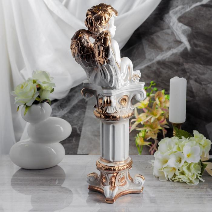 Статуэтка "Ангел на колонне" белая