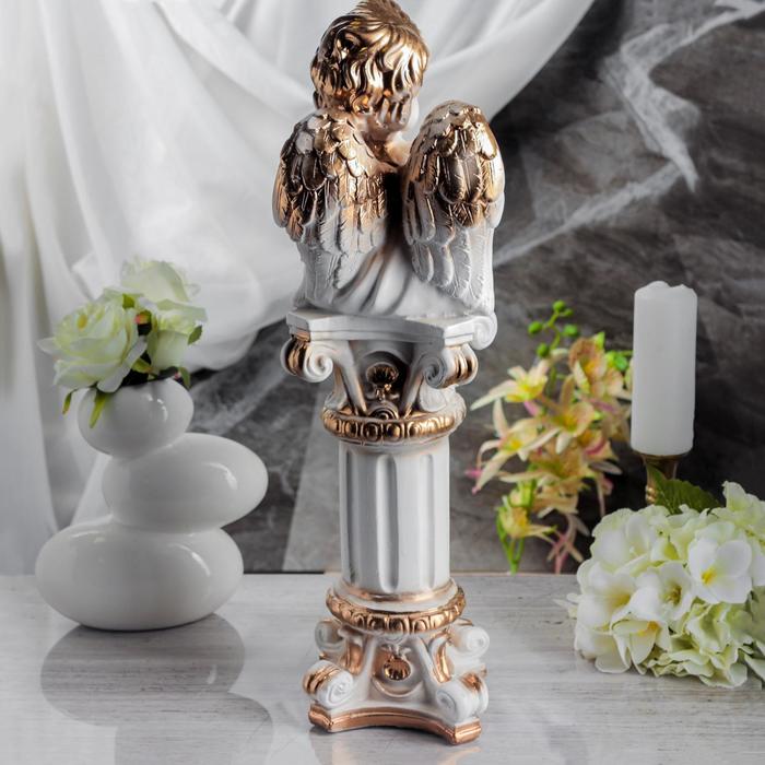 Статуэтка "Ангел на колонне" белая