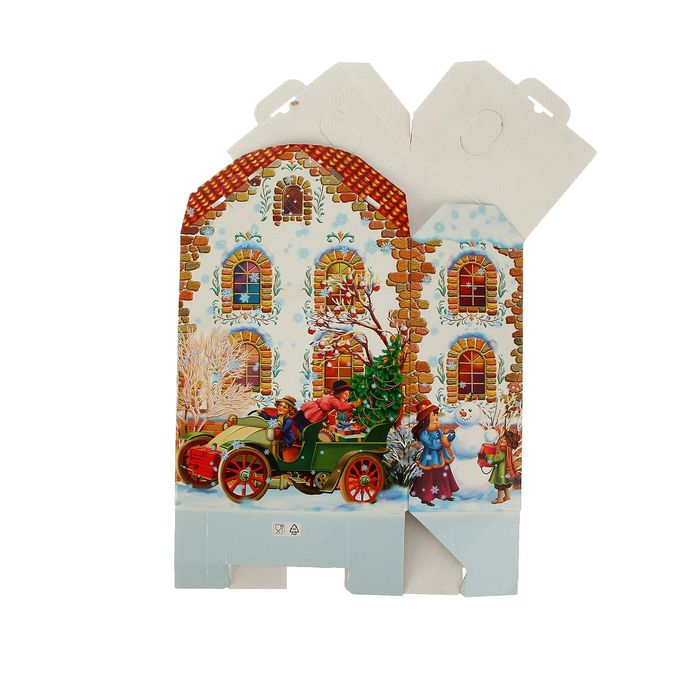 Подарочная коробка "Домик ретро" средняя, с окошком, сборная, 22 х 11 х 34 см