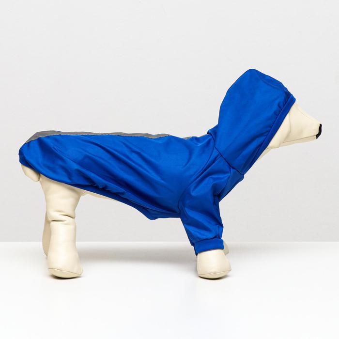 Куртка-ветровка для животных, светоотражающая, S (ДС 20-22, ОШ 26, ОГ 30-34 см), синяя