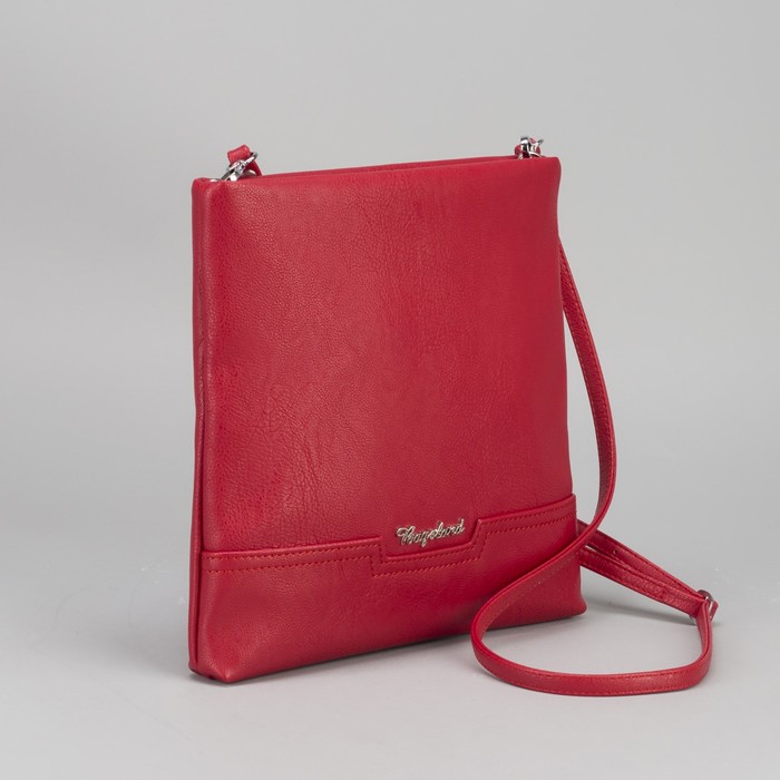 Сумка женская на молнии, 1 отдел, 1 наружный карман, длинный ремень, красная