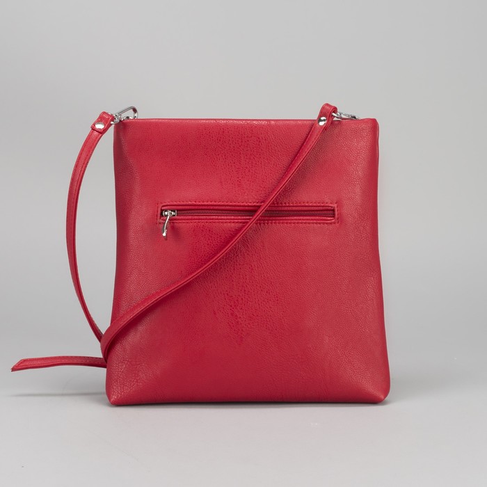 Сумка женская на молнии, 1 отдел, 1 наружный карман, длинный ремень, красная