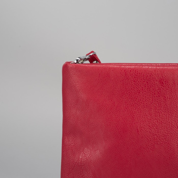 Сумка женская на молнии, 1 отдел, 1 наружный карман, длинный ремень, красная