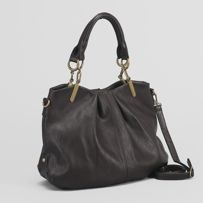 Сумка женская на молнии, 1 отдел. 1 наружный карман, коричневая