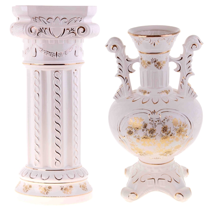 Ваза напольная "Кассандра" на колонне, белая
