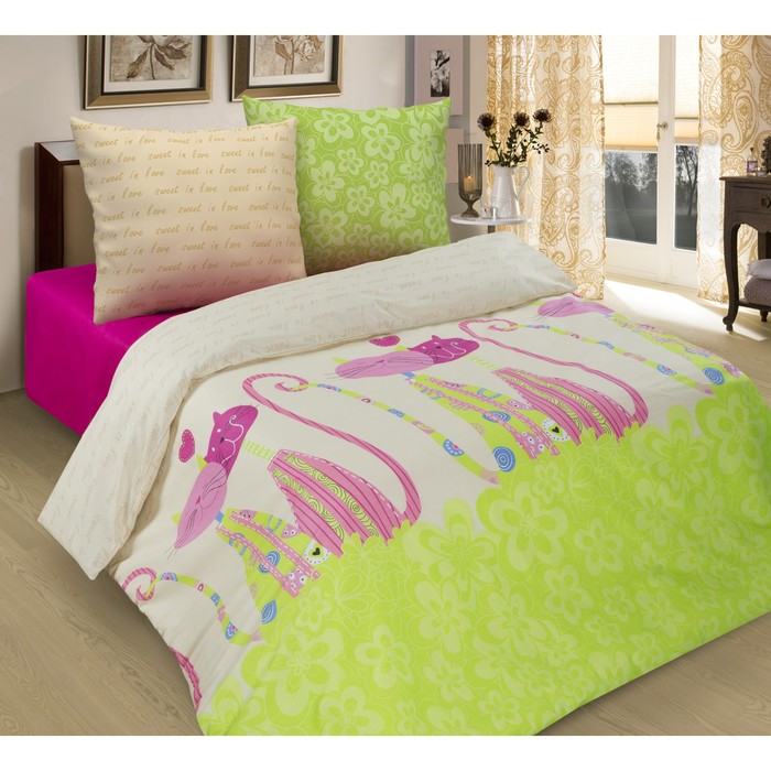 Постельное бельё 2сп"Традиция: Кошки", 175х217 см, 180х220 см, 70х70 см - 2 шт