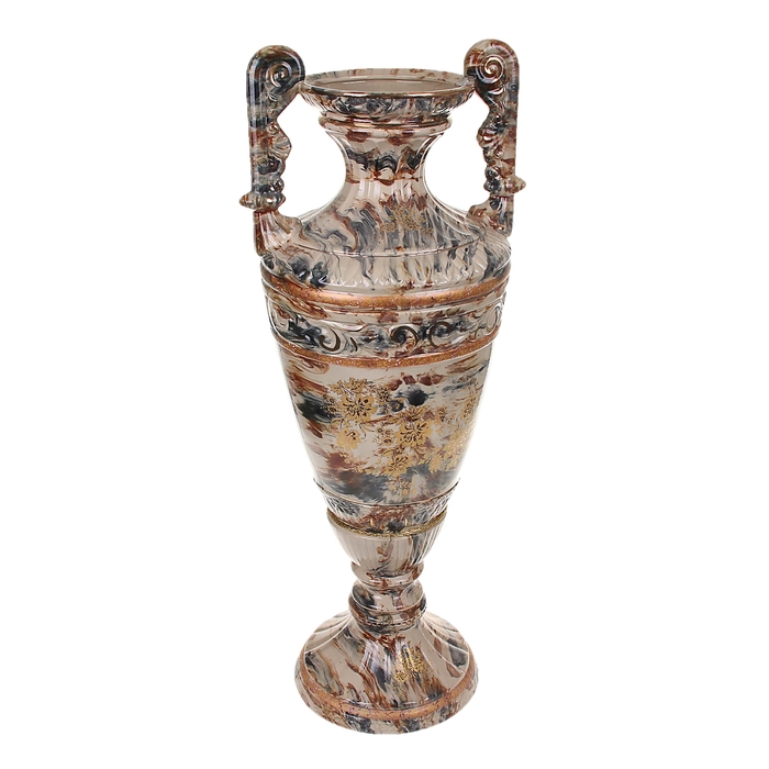 Ваза напольная "Диана" роспись, малахит коричневый