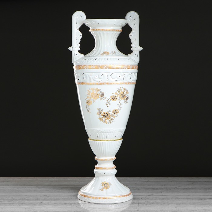Ваза напольная "Диана" роспись, белая