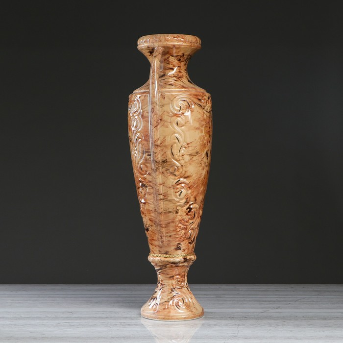 Ваза напольная "Веста" роспись, малахит, коричневая, микс