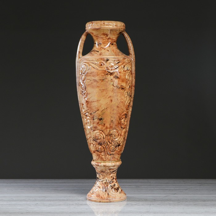 Ваза напольная "Веста" роспись, малахит, коричневая, микс