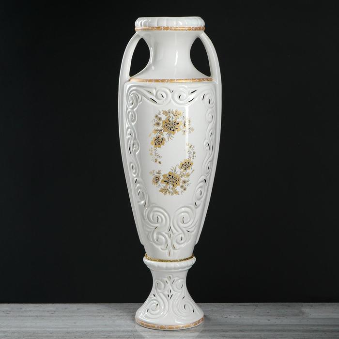 Ваза напольная "Веста" роспись, белая