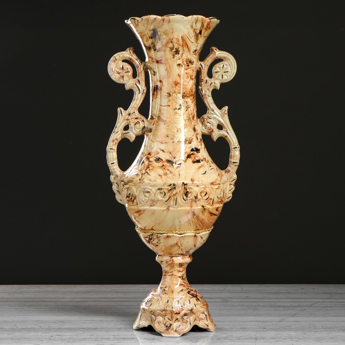 Ваза напольная "Феона" роспись, коричневый малахит