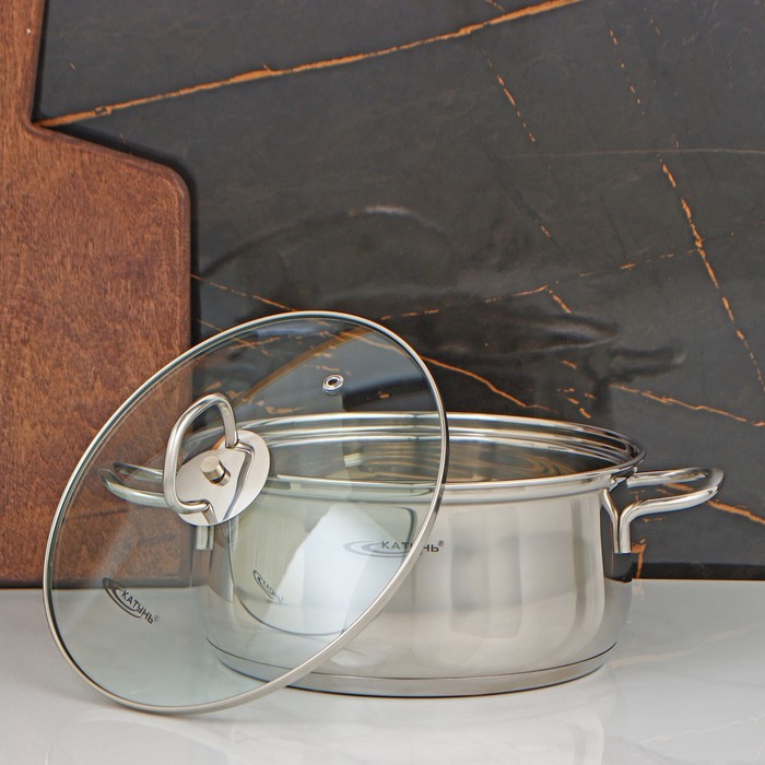 фото Кастрюля «лира» 3,2 л, d=20 см, капсульное дно, стеклянная крышка, индукция катунь