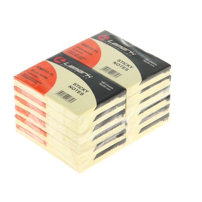 Блок с липким краем 51×76мм, 100 листов Lamark, жёлтый