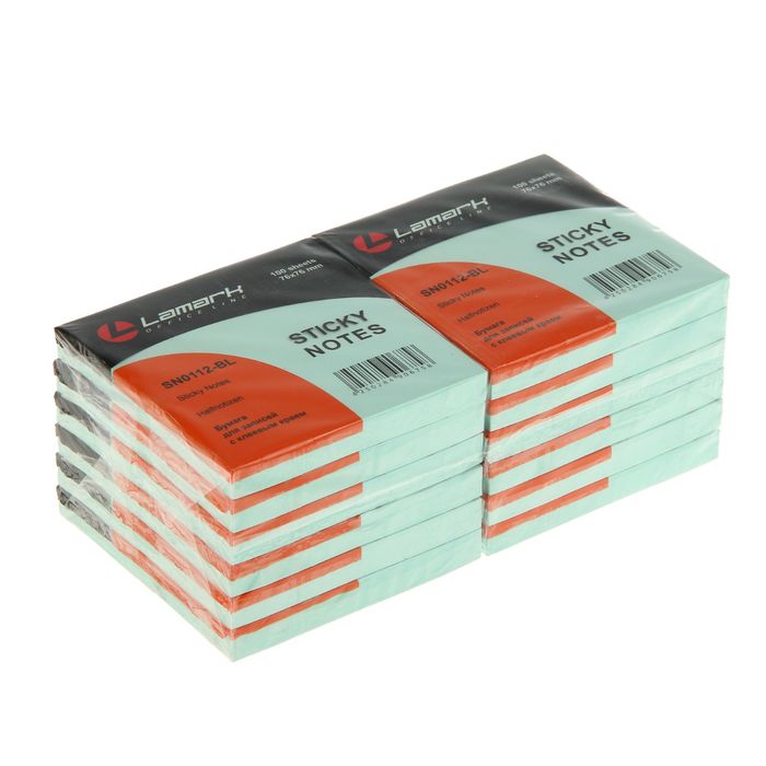 Блок с липким краем 76×76 мм, 100 листов Lamark, голубая