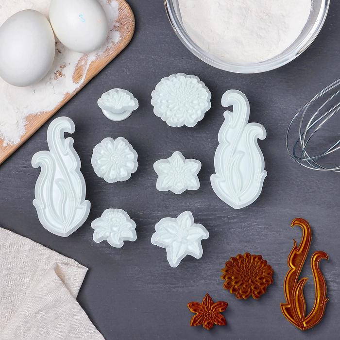 Набор выемок кондитерских "Полянка", 8 шт, для марципана и теста