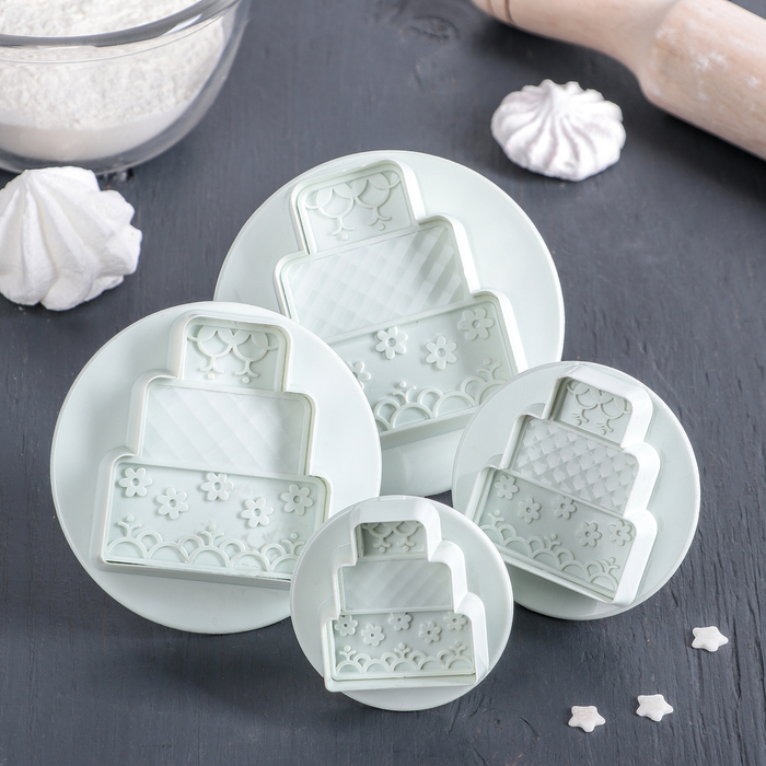 Набор плунжеров кондитерских 4 шт "Торт" 8х8х6/6х6х6/5х5х5 см