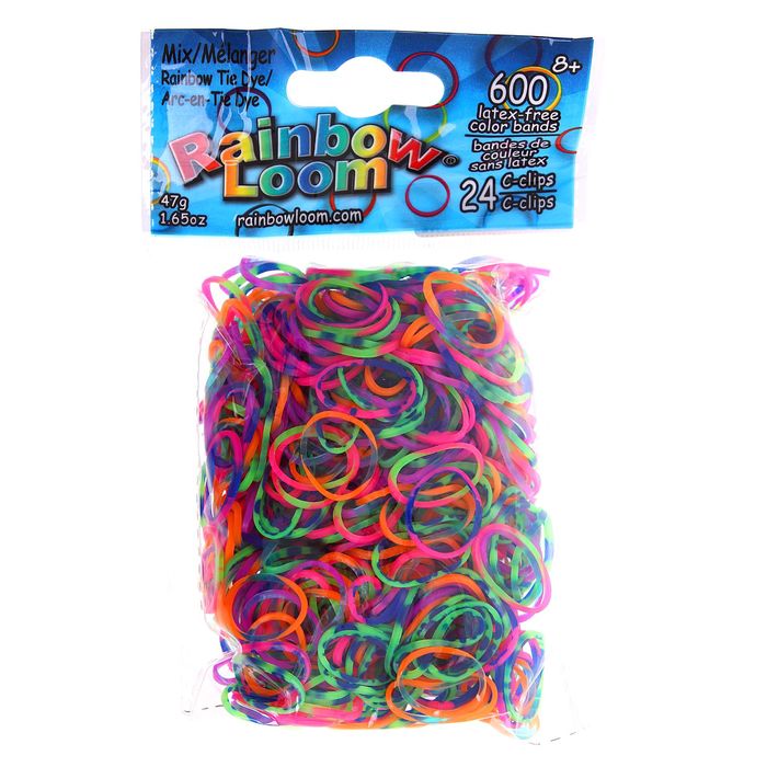 Резиночки для плетения силиконовые, радужные, набор 600 шт., крепления, 24 шт.