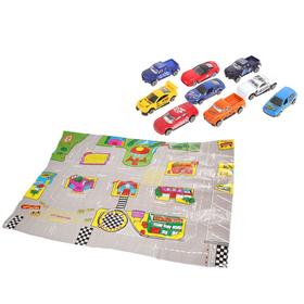

Игровой набор 9 машинок в чемодане-машине + коврик