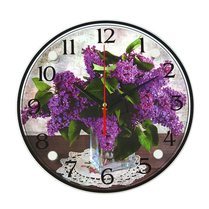 Часы настенные круглые "Сирень в вазе", 30х30 см микс