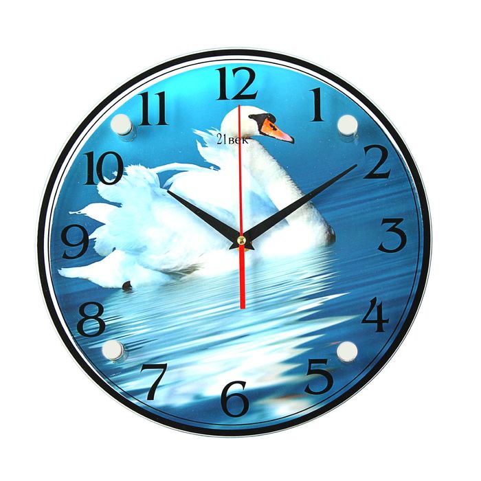 Часы настенные круглые "Великолепный лебедь", 30х30 см  микс