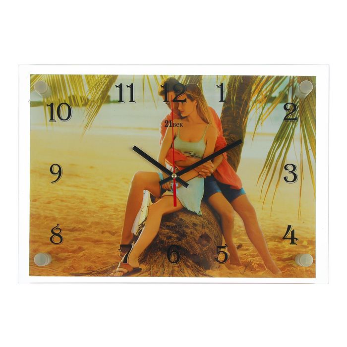 Часы настенные прямоугольные "Влюбленная пара на море", 25х35 см микс