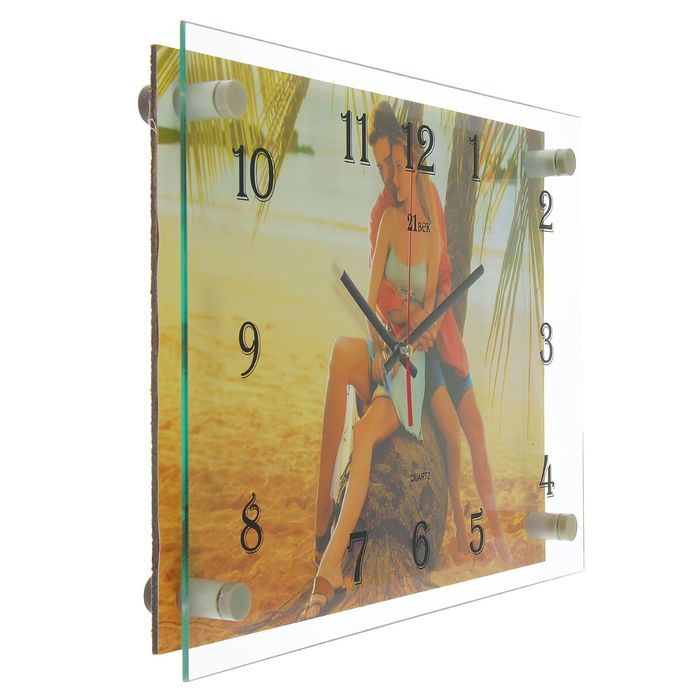 Часы настенные прямоугольные "Влюбленная пара на море", 25х35 см микс