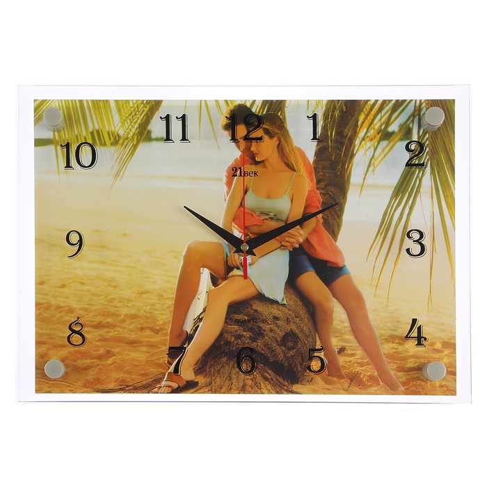 Часы настенные прямоугольные "Влюбленная пара на море", 25х35 см микс
