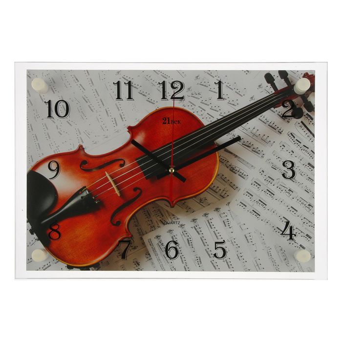 Часы настенные прямоугольные "Скрипка и ноты", 25х35 см микс