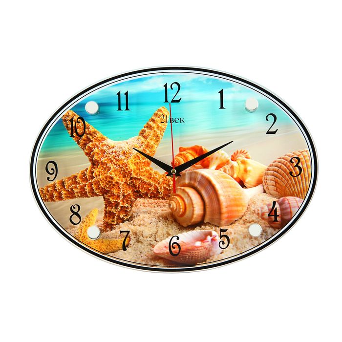 Часы настенные овальные "Ракушки", 24х34 см  микс