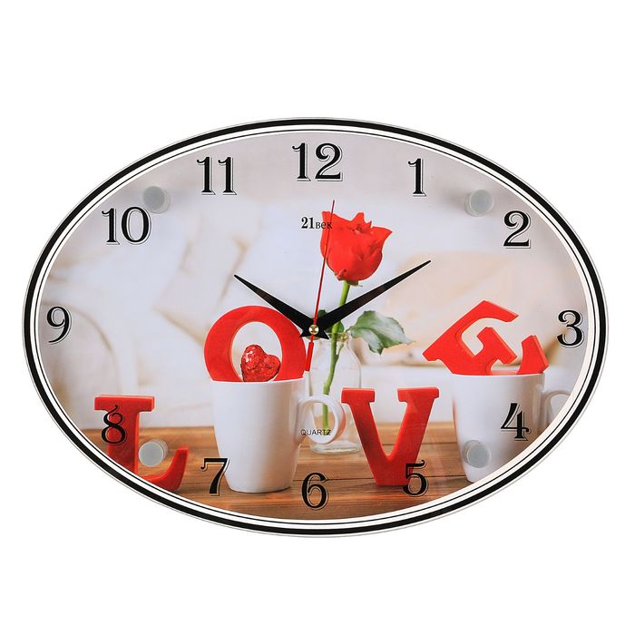 Часы настенные овальные "L O V E", 24х34 см микс