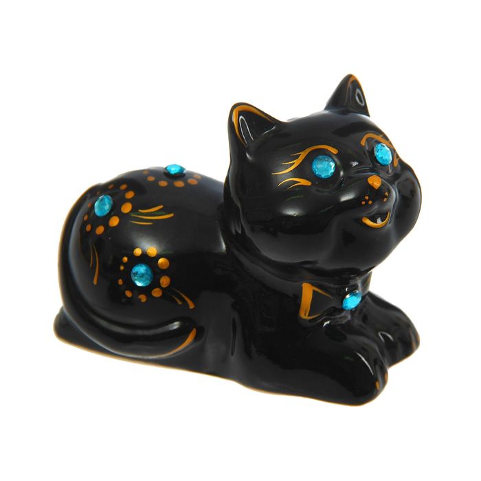 Сувенир "Котёнок" глянец, стразы, чёрный, микс