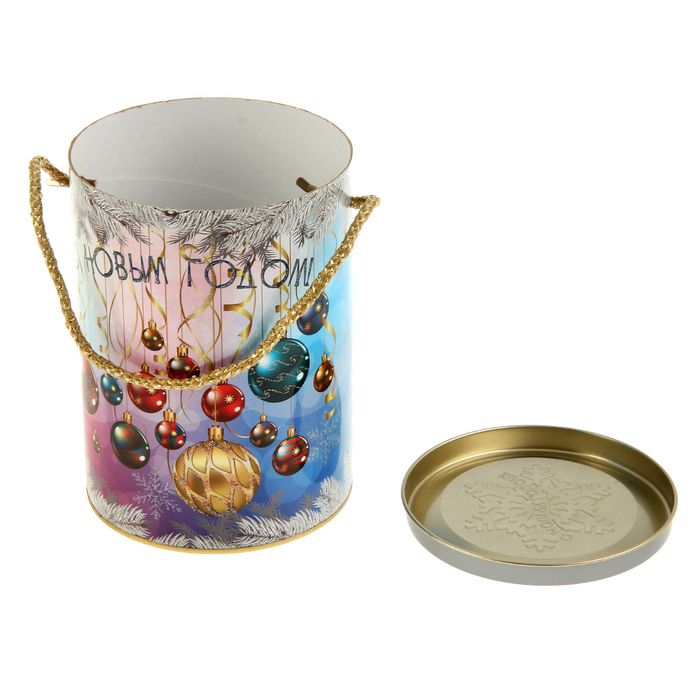 Подарочная коробка, тубус "Новогодние шары цветная" 12х16.5 см