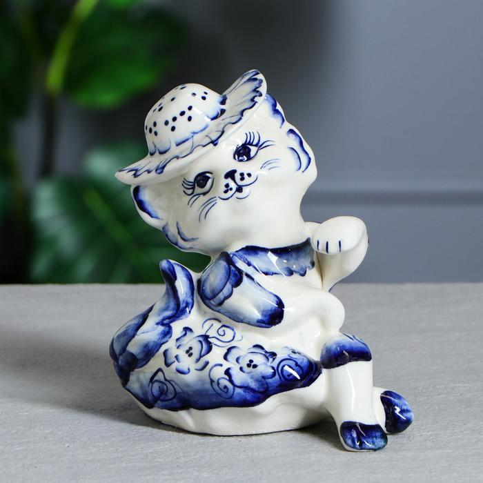 Копилка "Кошка мадам" гжель