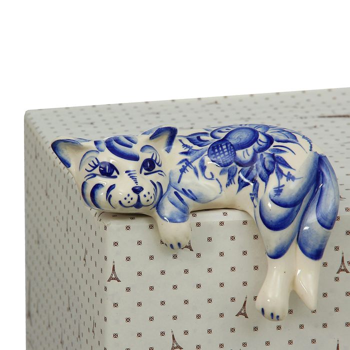 Сувенир "Кот Ленивец" гжель