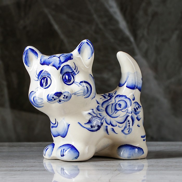 Копилка "Кошка Муся" гжель