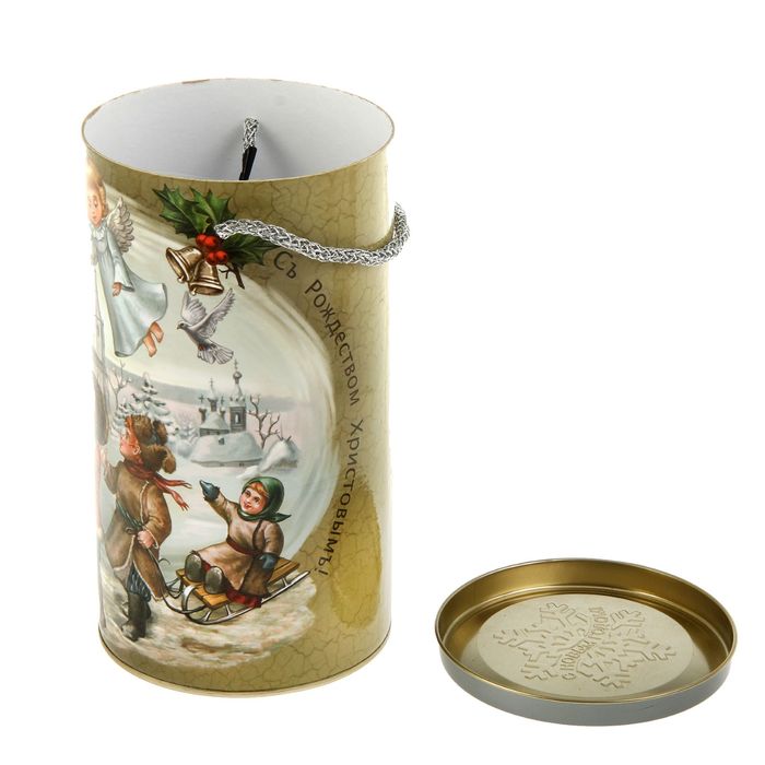 Подарочная коробка, тубус "Рождественские колокольчики" 12х22 см