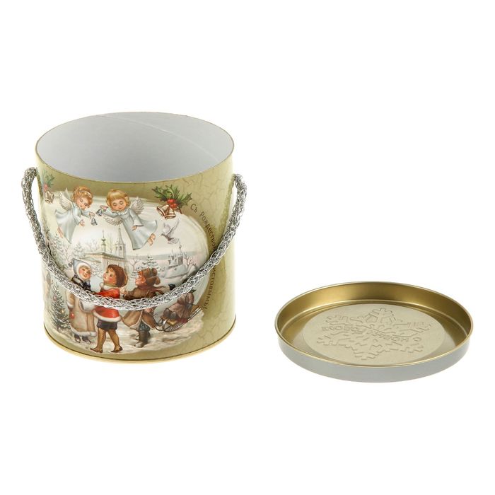 Подарочная коробка, тубус "Рождественские колокольчики" 12х12 см