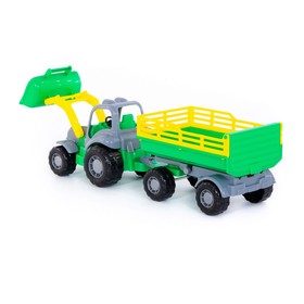 Трактор «Крепыш», с прицепом №2 и ковшом, цвета МИКС от Сима-ленд