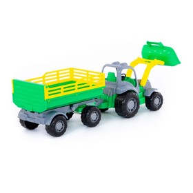 Трактор «Крепыш», с прицепом №2 и ковшом, цвета МИКС от Сима-ленд