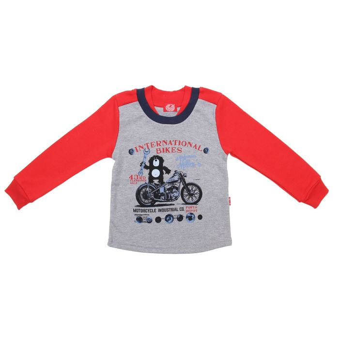 Джемпер для мальчика "Маленький байкер", рост 104 см (54), цвет серый/красный ПДД140070