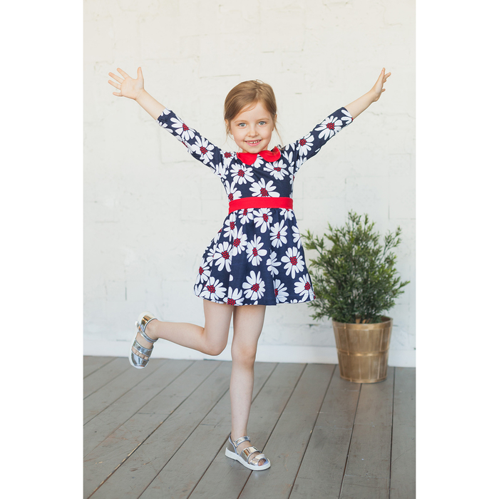 Платье для девочки "Осенний блюз", рост 128 см (64), цвет тёмно-синий