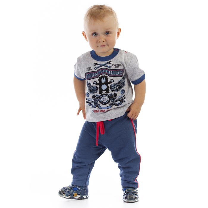 Брюки для мальчика "Маленький байкер", рост 74 см (48), цвет синий (арт. ЮББ648258_М)