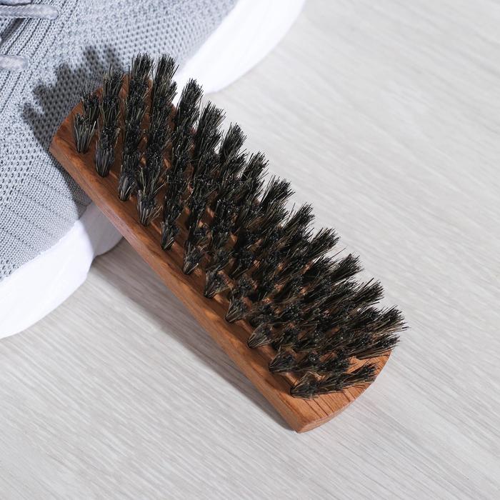 Щётка для обуви, 13×4 см, 80 пучков, натуральный волос