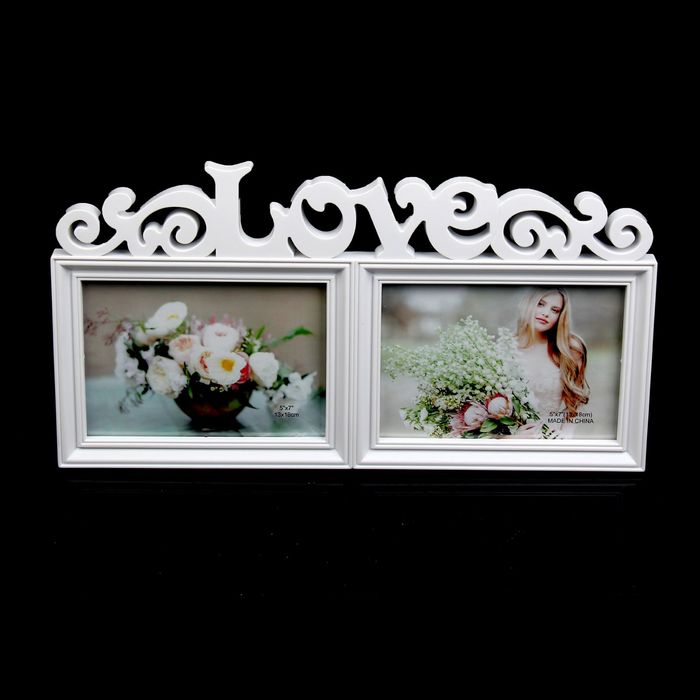 Фоторамка "Ажурная Love" на 2 фото 13х18 см, белая