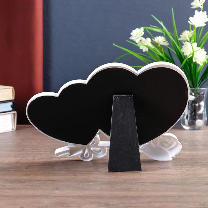 Фоторамка на 2 фото 10х10 см, 10х15 см "Двойное сердце с розой" белая