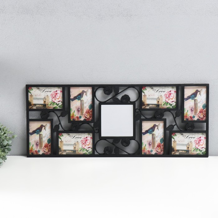 Фоторамка на 8 фото 10х15 см "Розы" чёрная