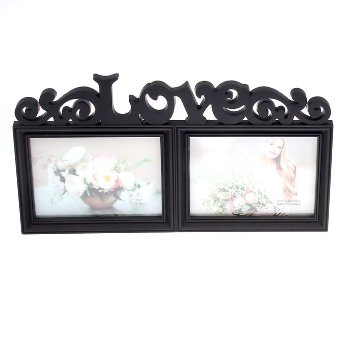 Фоторамка "Ажурная Love" на 2 фото 13х18 см, чёрная